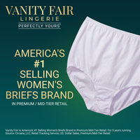 Vanity Fair Style 15320 Women's Classic Cotton Full Brief Panties promotional image highlighting America's #1 selling women's briefs brand