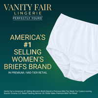Vanity Fair Style 15711 Women's Ravissant Tailored Full Brief Panties promotional image highlighting America's #1 selling women's briefs brand