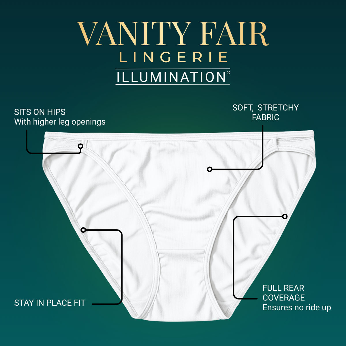 Vanity Fair Style 18108 Women's Illumination String Bikini Panty Feature Overview