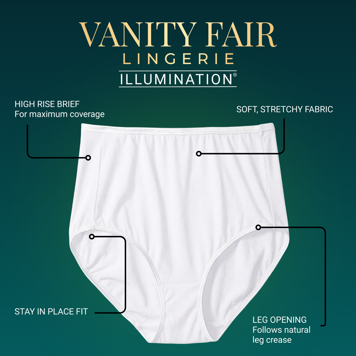 Vanity Fair Style 13109 Women's Illumination Brief Panty Feature Overview
