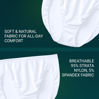 Vanity Fair Style 13108 Women's Illumination Hi Cut Panty showing soft breathable 95% Strata Nylon, 5% Spandex Fabric