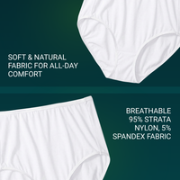 Vanity Fair Style 13109 Women's Illumination Brief Panty showing soft breathable 95% Strata Nylon, 5% Spandex Fabric
